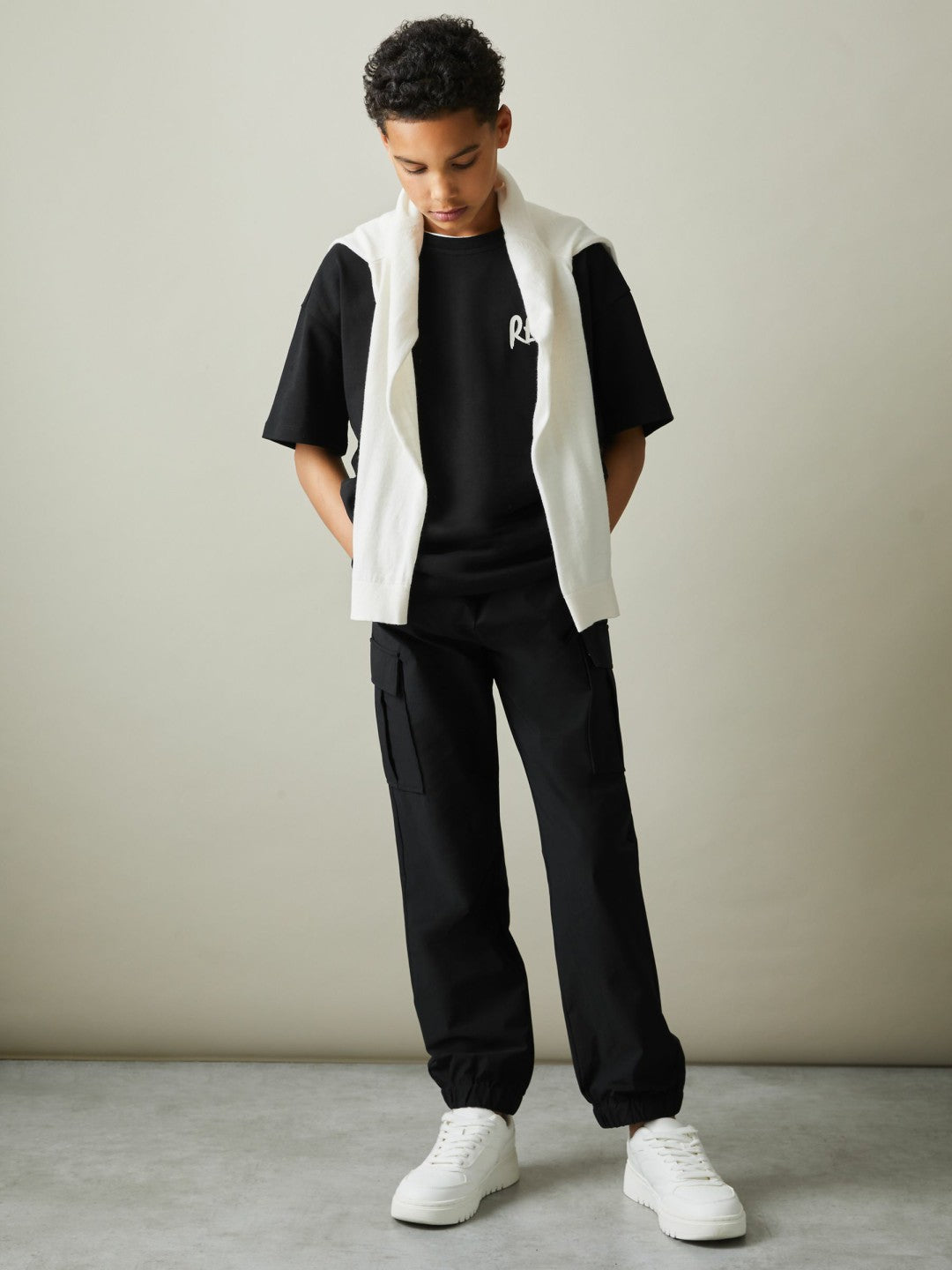 Reiss 9-14 yrs Technical Drawstring Trousers in Black