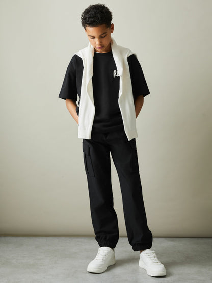 Reiss 9-14 yrs Technical Drawstring Trousers in Black