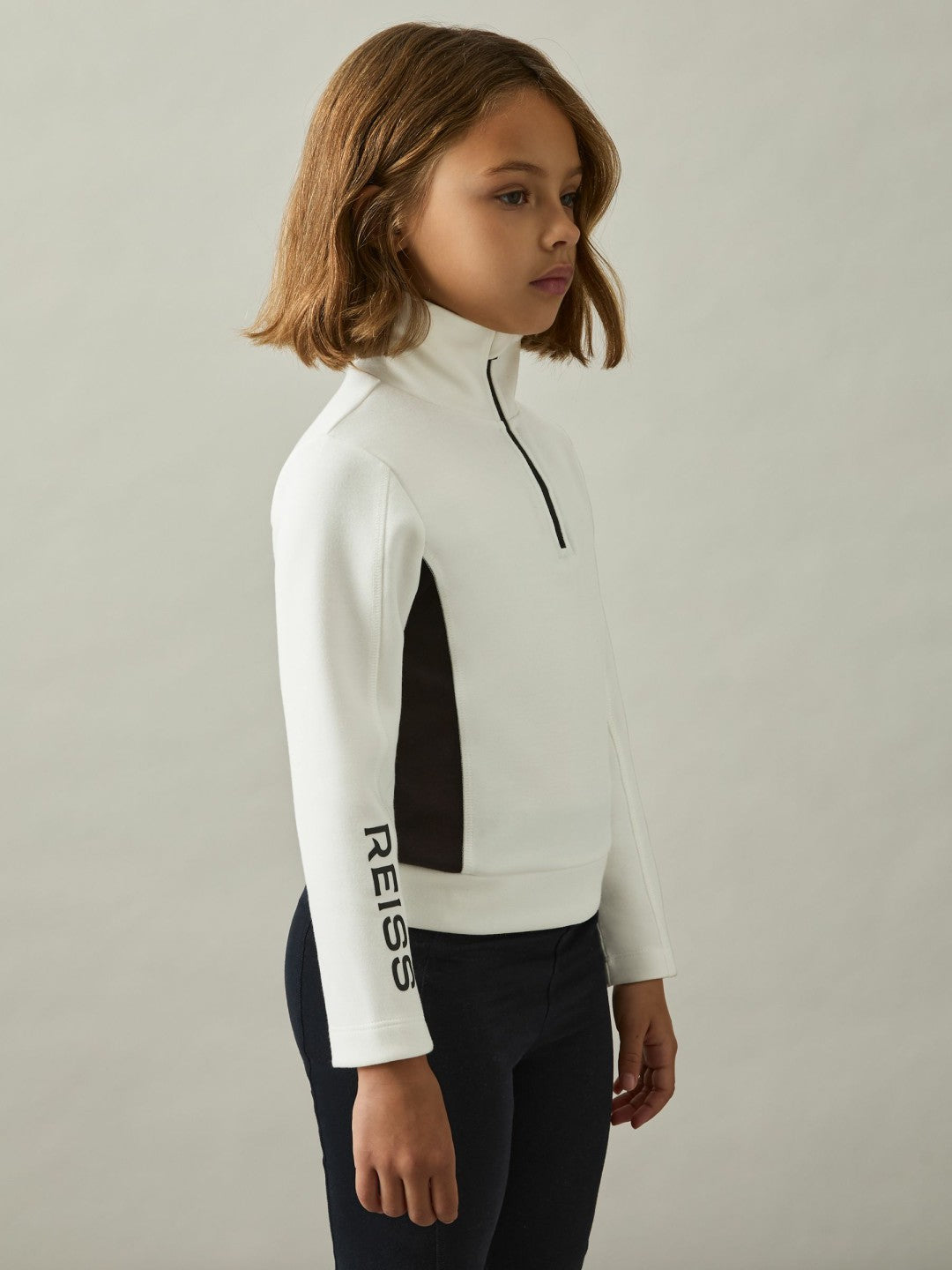 Reiss 4-9 yrs Funnel-Neck Base-Layer Top in White/Black