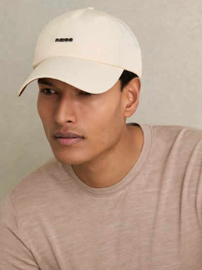 Reiss Logo Lettering Baseball Cap in Ecru
