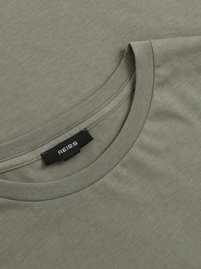 Reiss Cotton Crew Neck T-Shirt in Dark Sage