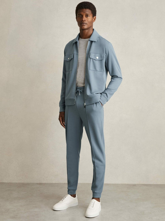 Reiss Drawstring Jersey Joggers in Airforce Blue