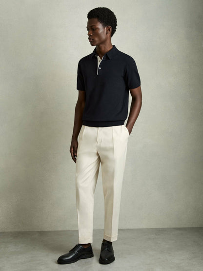 Reiss Contrast-Placket Polo Shirt With Cotton in Navy