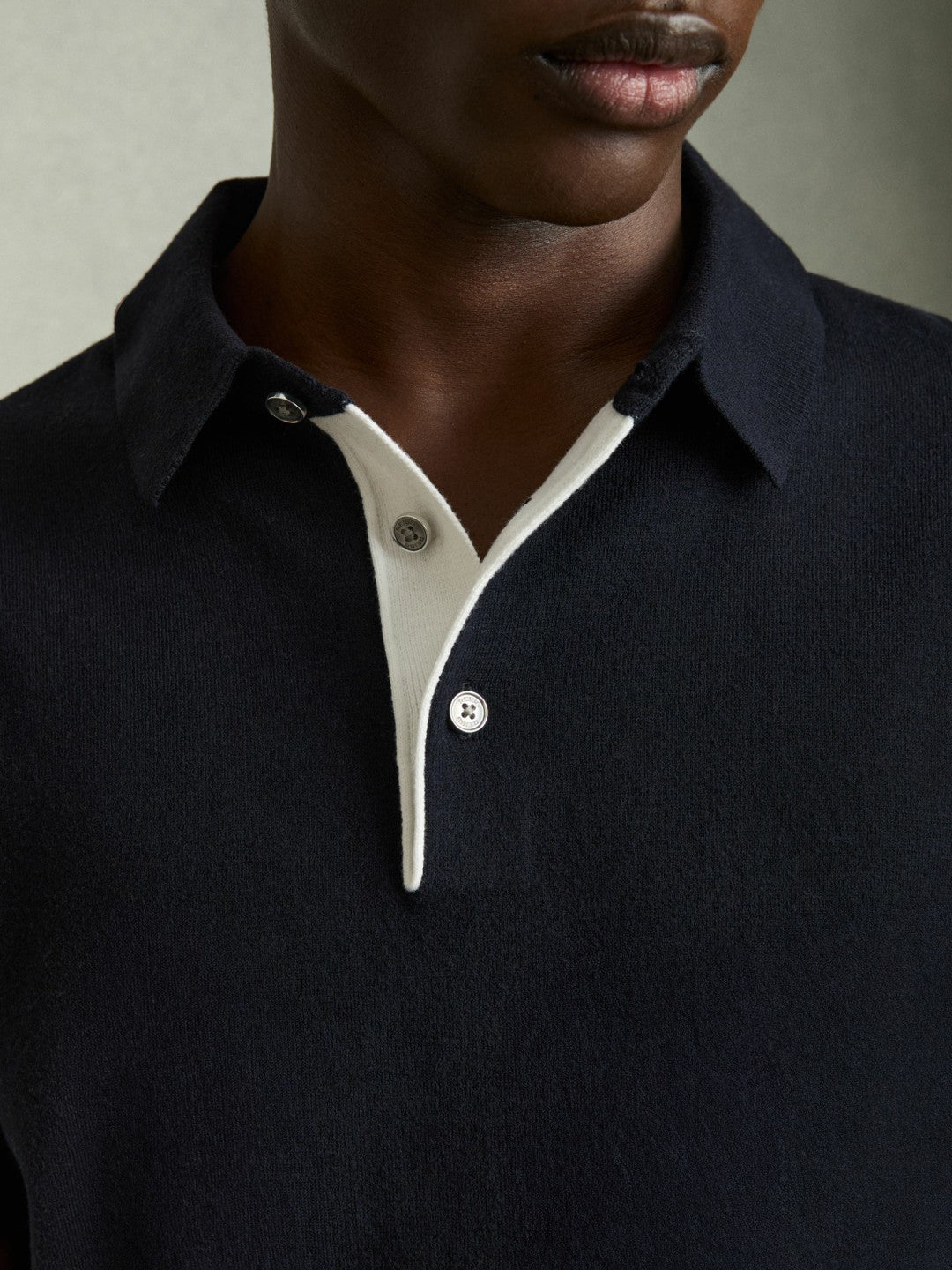 Reiss Contrast-Placket Polo Shirt With Cotton in Navy