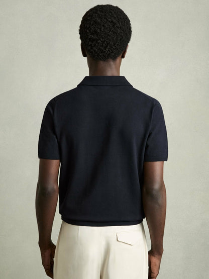 Reiss Contrast-Placket Polo Shirt With Cotton in Navy