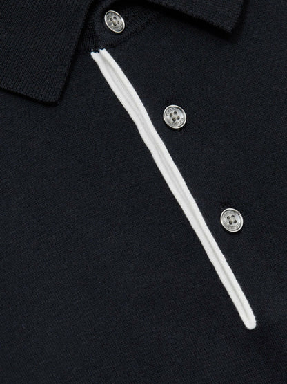 Reiss Contrast-Placket Polo Shirt With Cotton in Navy