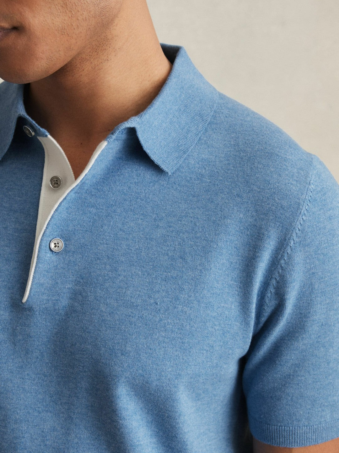 Reiss Contrast-Placket Polo Shirt With Cotton in Blue