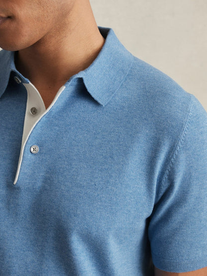 Reiss Contrast-Placket Polo Shirt With Cotton in Blue