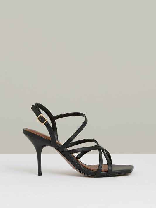 Reiss Leather Strappy Stiletto Sandals in Black