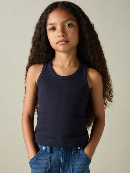 Reiss 9-13 yrs Stretch-Cotton Ribbed Vest 3 Pack in Multicolour