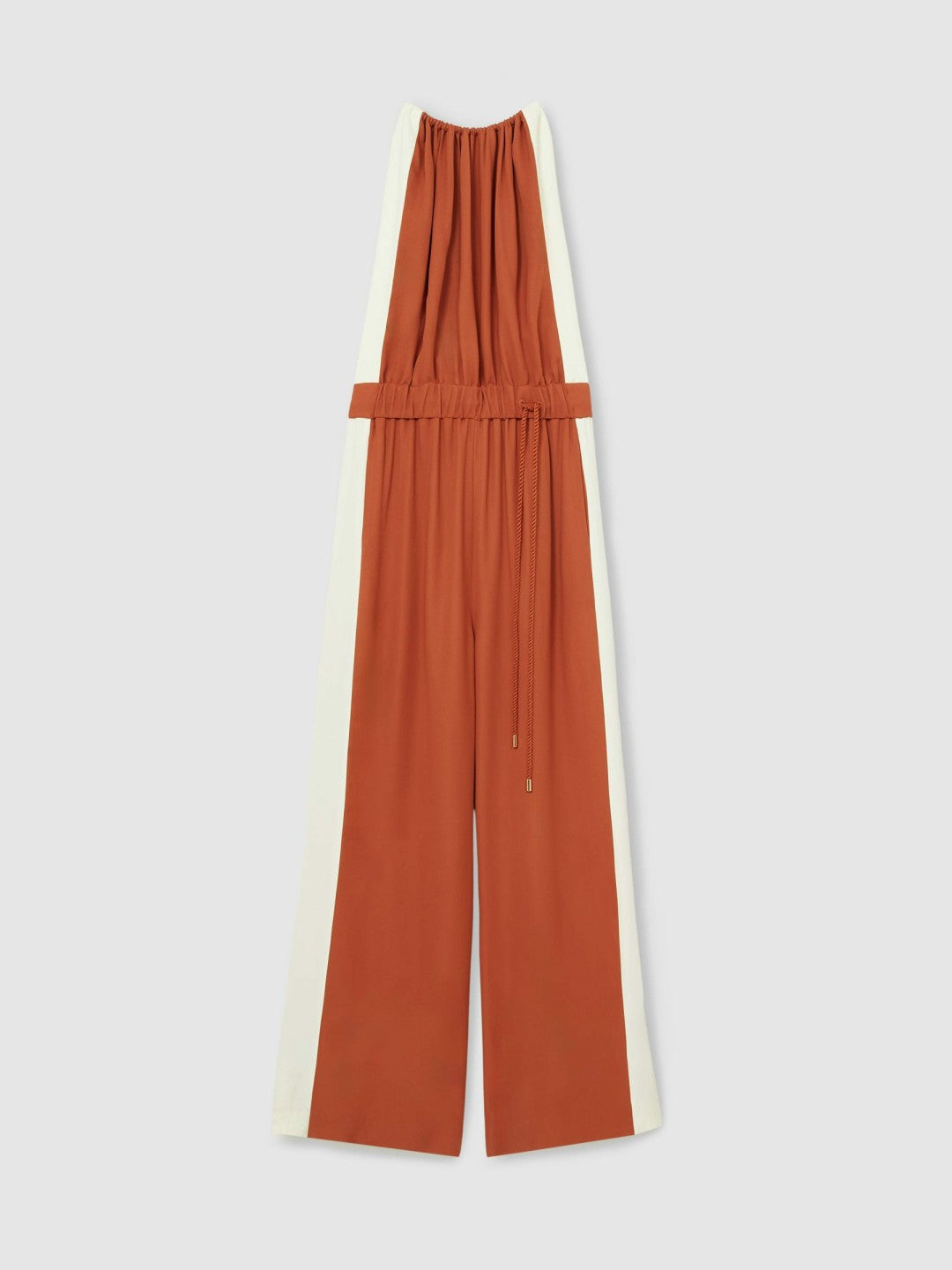 Reiss Colour-Block Rope-Cord Jumpsuit in Orange