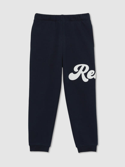 Reiss 9-13 yrs Cotton-Blend Logo Script Joggers in Navy