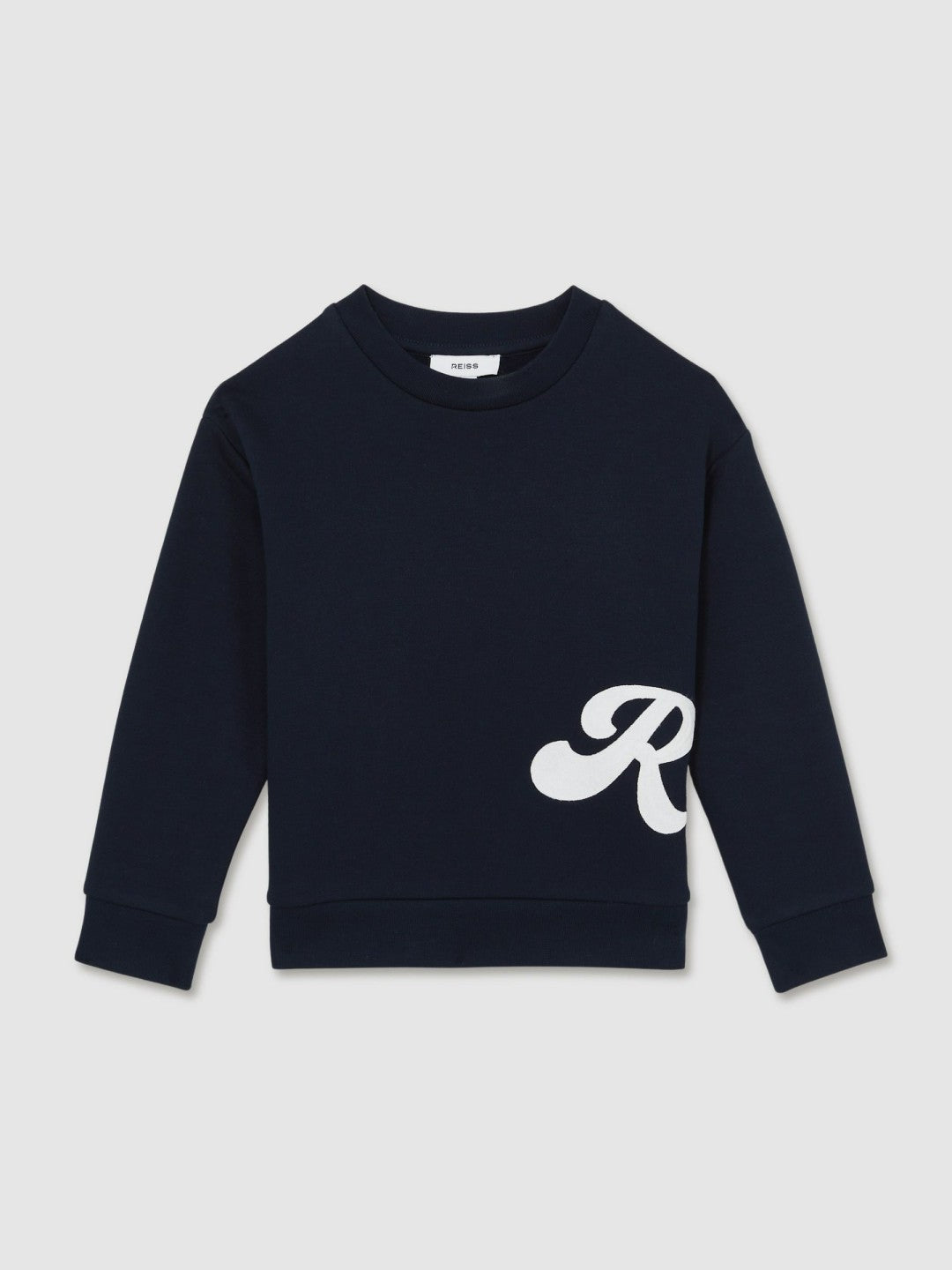 Reiss 3-9 yrs Cotton-Blend Logo Script Sweatshirt in Navy