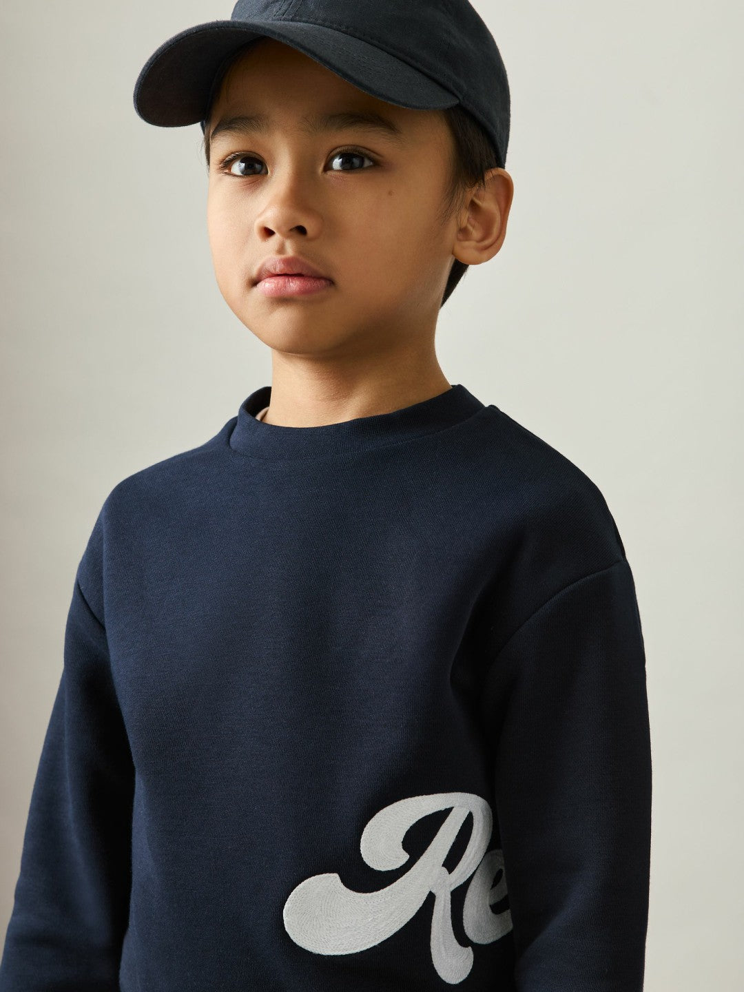 Reiss 9-13 yrs Cotton-Blend Logo Script Sweatshirt in Navy