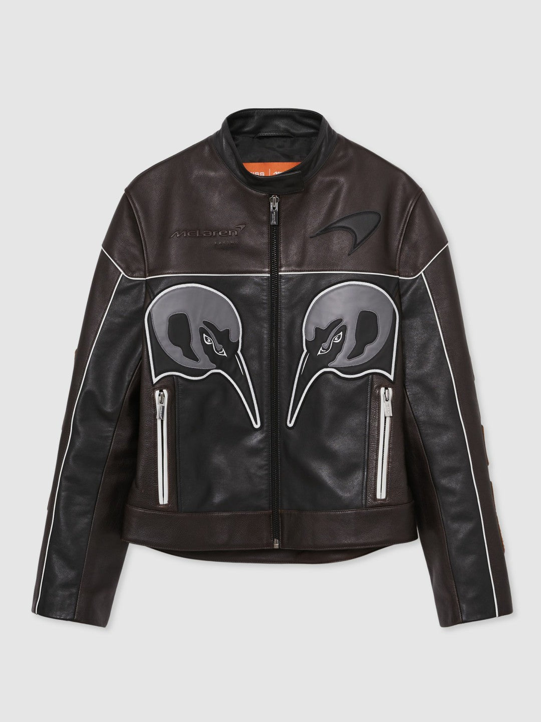 Reiss McLaren F1 Team Leather Biker Jacket in Black