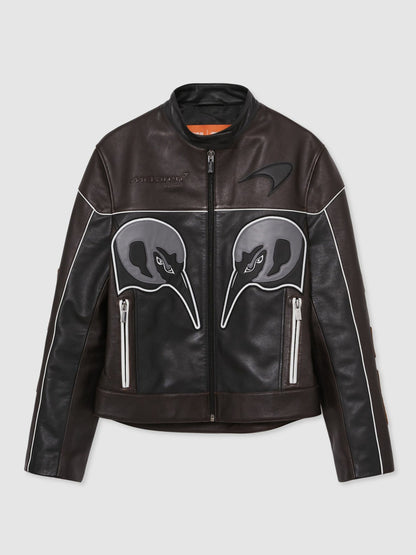 Reiss McLaren F1 Team Leather Biker Jacket in Black