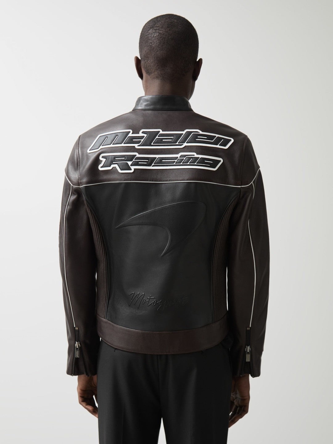 Reiss McLaren F1 Team Leather Biker Jacket in Black