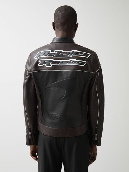 Reiss McLaren F1 Team Leather Biker Jacket in Black