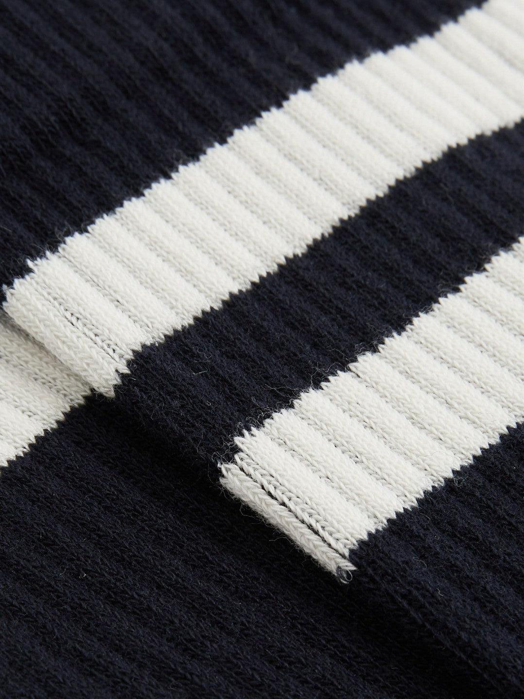 Reiss Cotton-Blend Double-Stripe Socks in Navy/Ecru