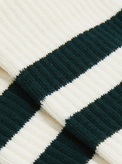 Reiss Cotton-Blend Double-Stripe Socks in Forest Green/Ecru