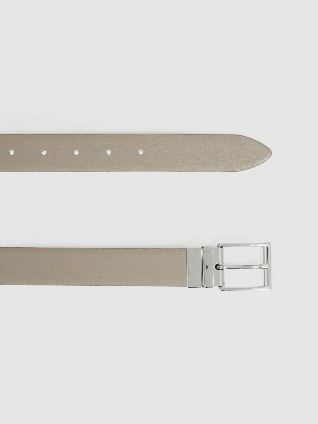Reiss Leather Reversible Belt in Stone/Dark Brown