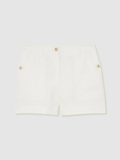 Reiss Linen Shorts in White