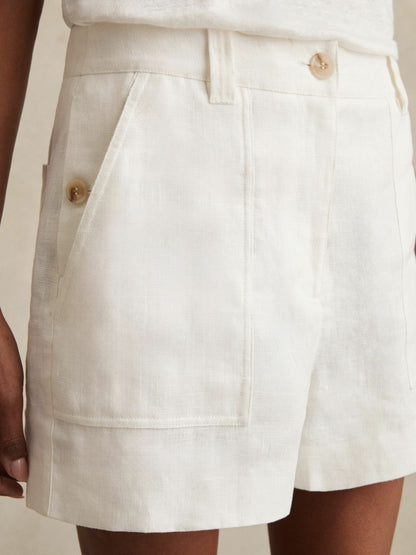 Reiss Linen Shorts in White