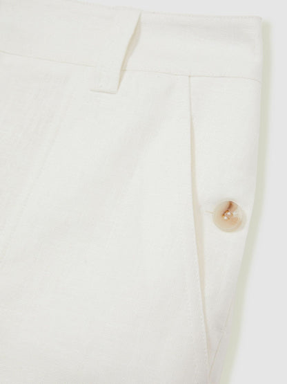 Reiss Linen Shorts in White