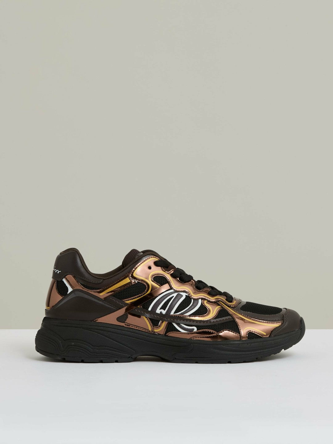 Reiss Overlay Logo Running Trainers in Electric Brown