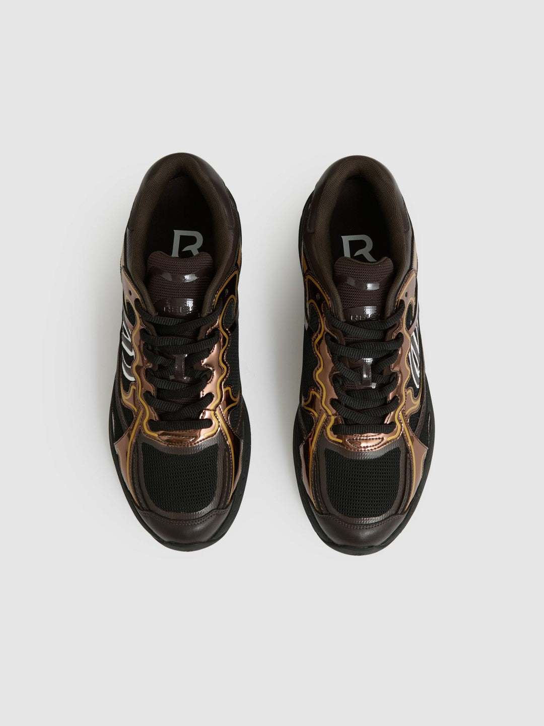 Reiss Overlay Logo Running Trainers in Electric Brown