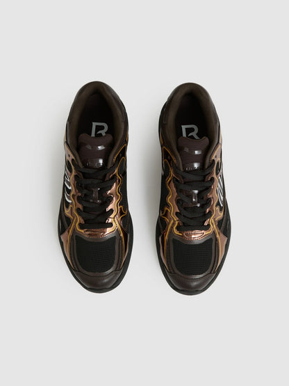 Reiss Overlay Logo Running Trainers in Electric Brown