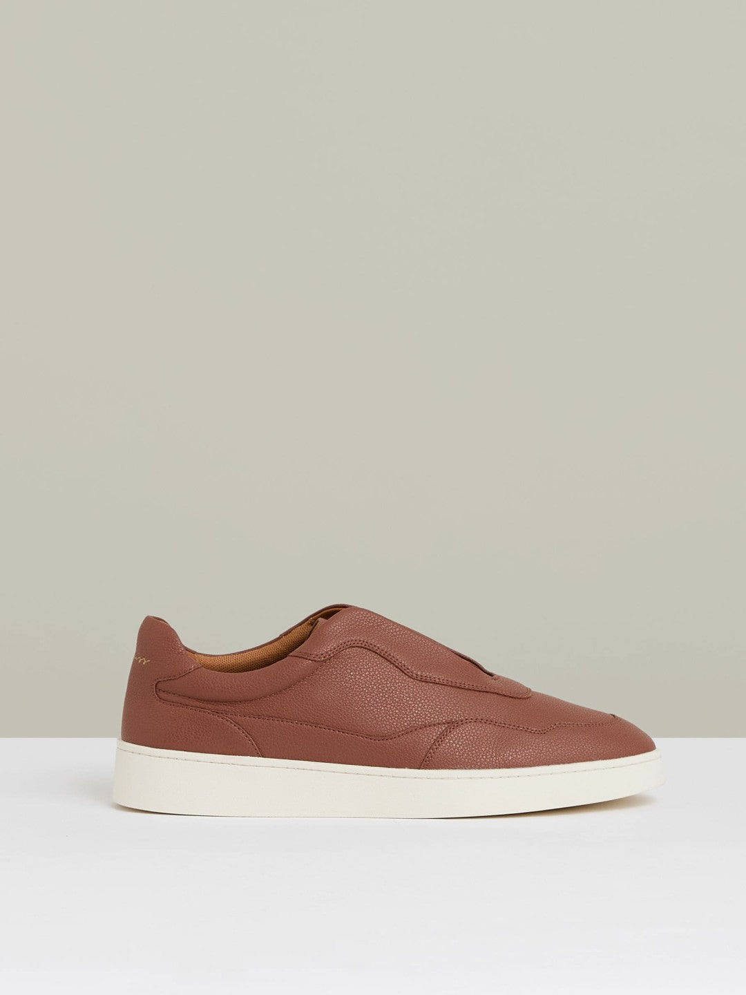 Reiss Leather Elasticated-Lace Trainers in Terracotta Brown