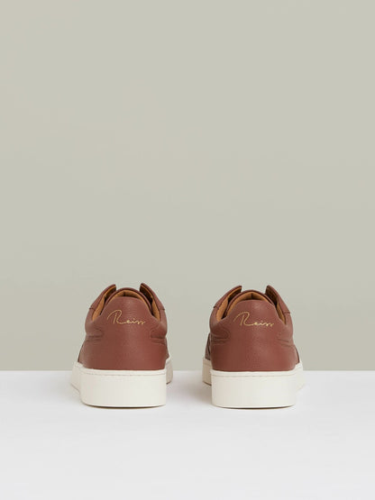 Reiss Leather Elasticated-Lace Trainers in Terracotta Brown