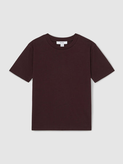 Reiss 9-13 yrs Cotton Crew-Neck T-Shirt in Bordeaux