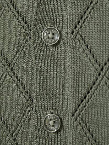 Reiss 9-13 yrs Cotton Blend Diamond Knit Shirt in Dark Sage