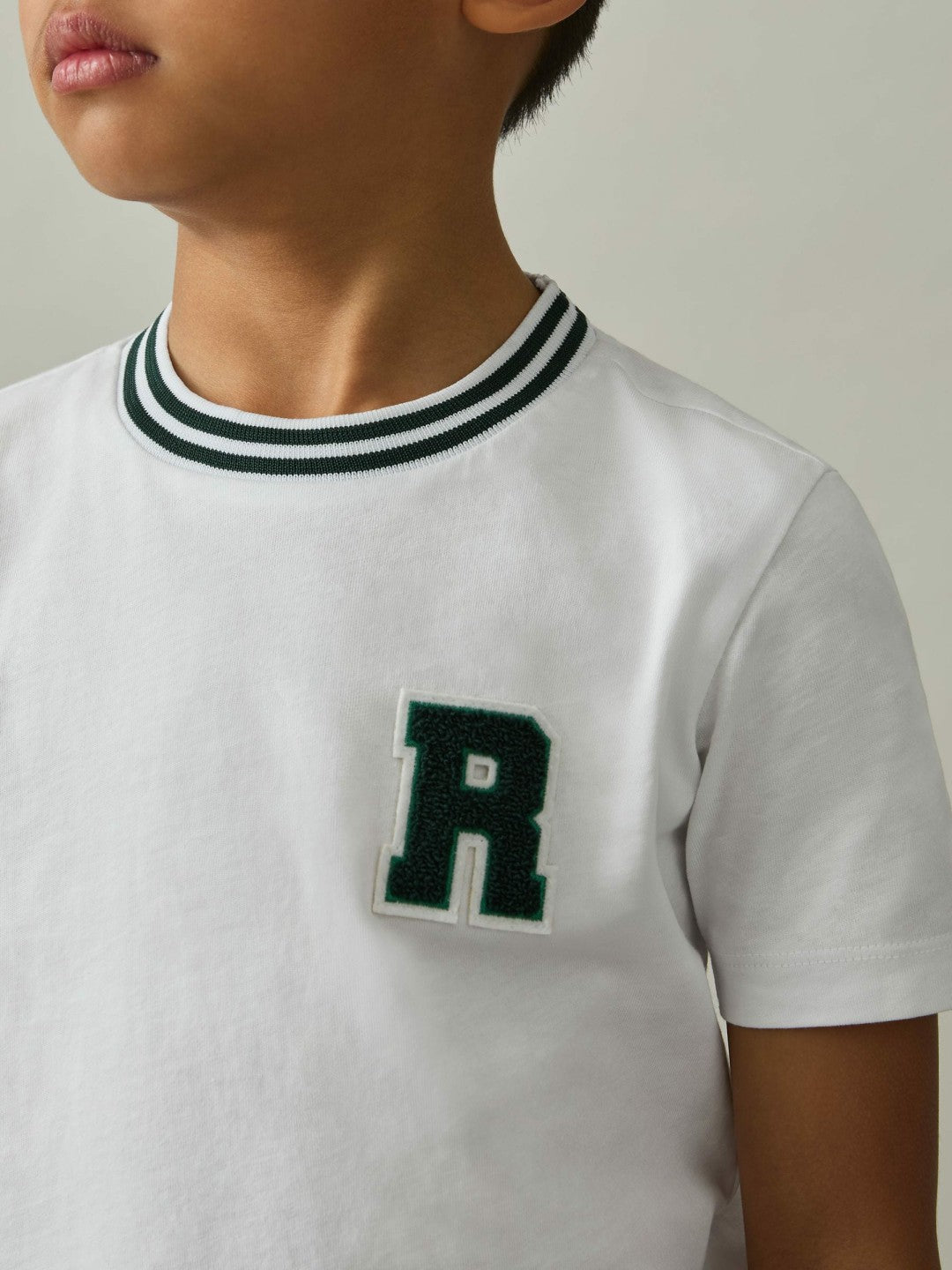 Reiss 3-9 yrs Cotton Letter Patch T-Shirt in White