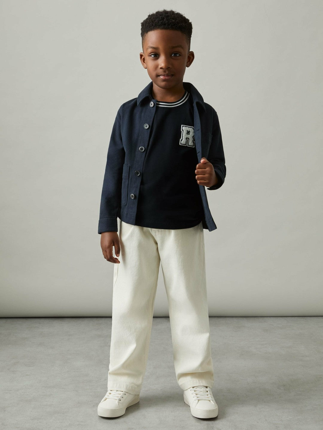 Reiss 9-13 yrs Cotton Letter Patch T-Shirt in Navy