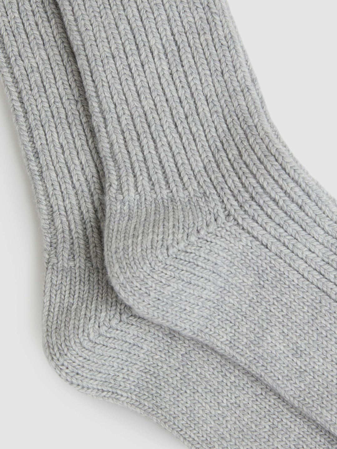 Reiss Rib-Knit Socks With Cashmere in Grey