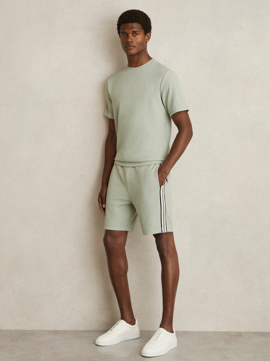 Reiss Textured Crew-Neck T-Shirt in Sage Green