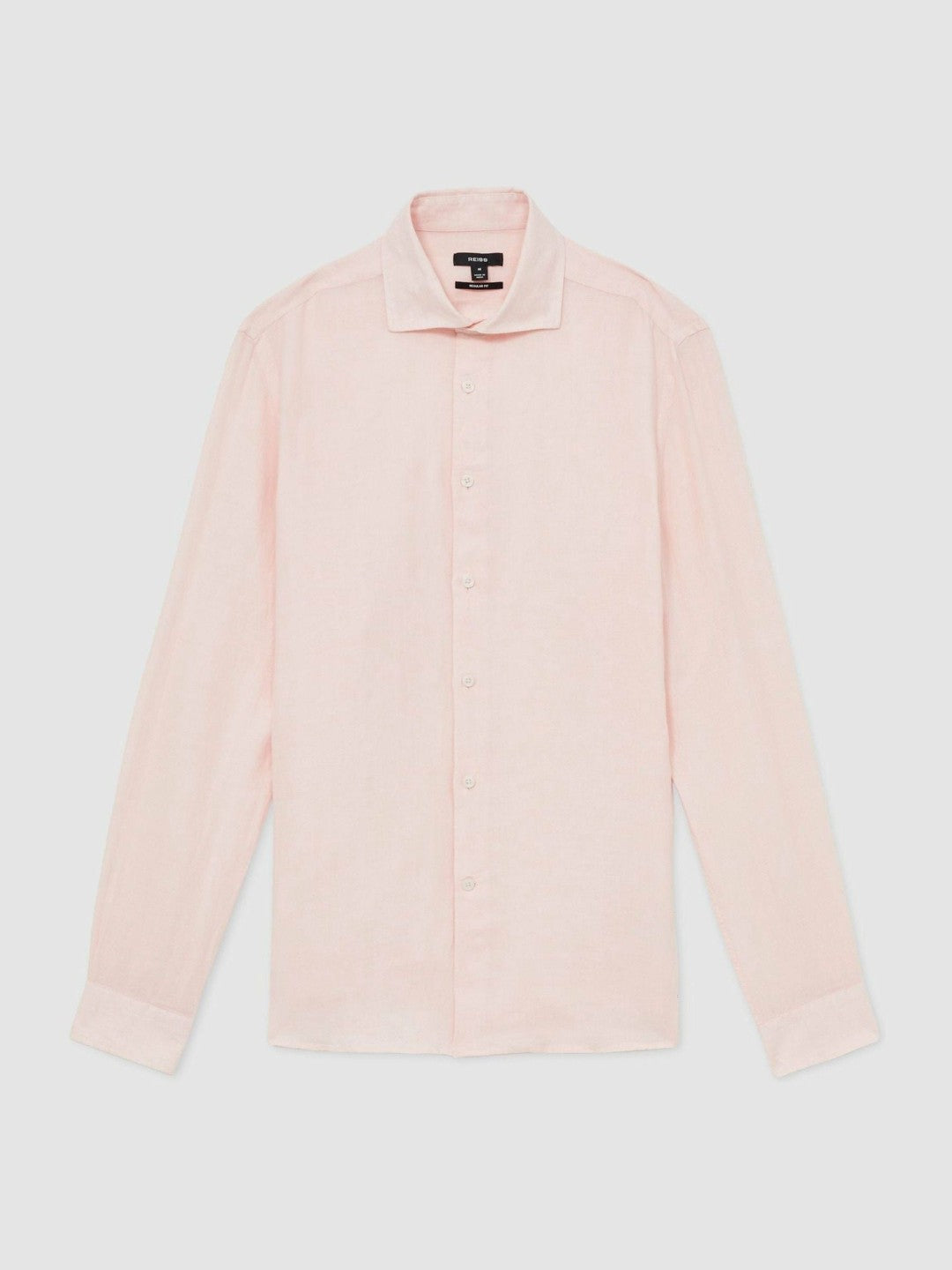 Reiss Linen Button-Through Shirt in Prep Pink