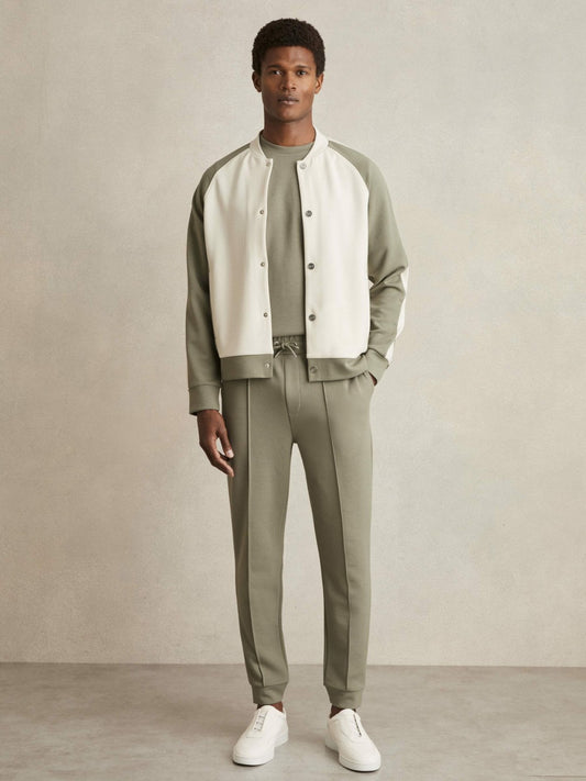 Reiss Drawstring Jersey Joggers in Sage