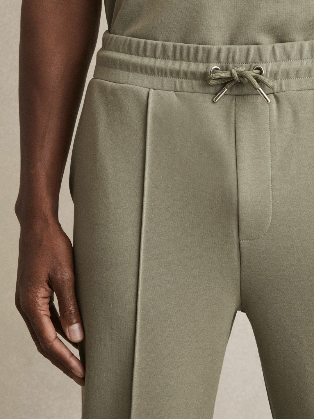 Reiss Drawstring Jersey Joggers in Sage