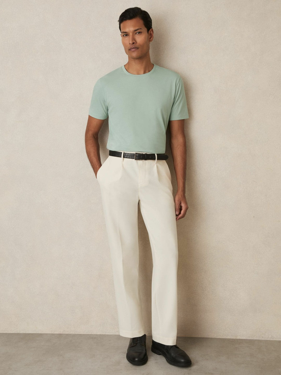 Reiss Cotton Crew Neck T-Shirt in Mint Green