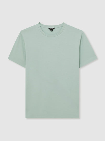 Reiss Cotton Crew Neck T-Shirt in Mint Green