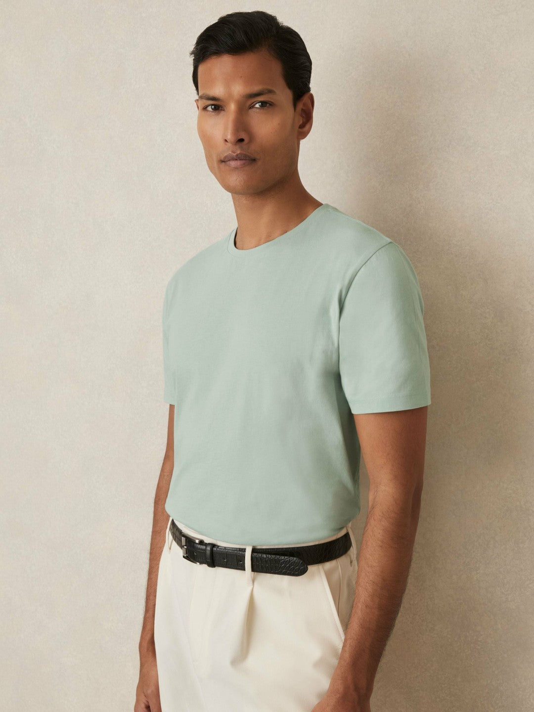 Reiss Cotton Crew Neck T-Shirt in Mint Green