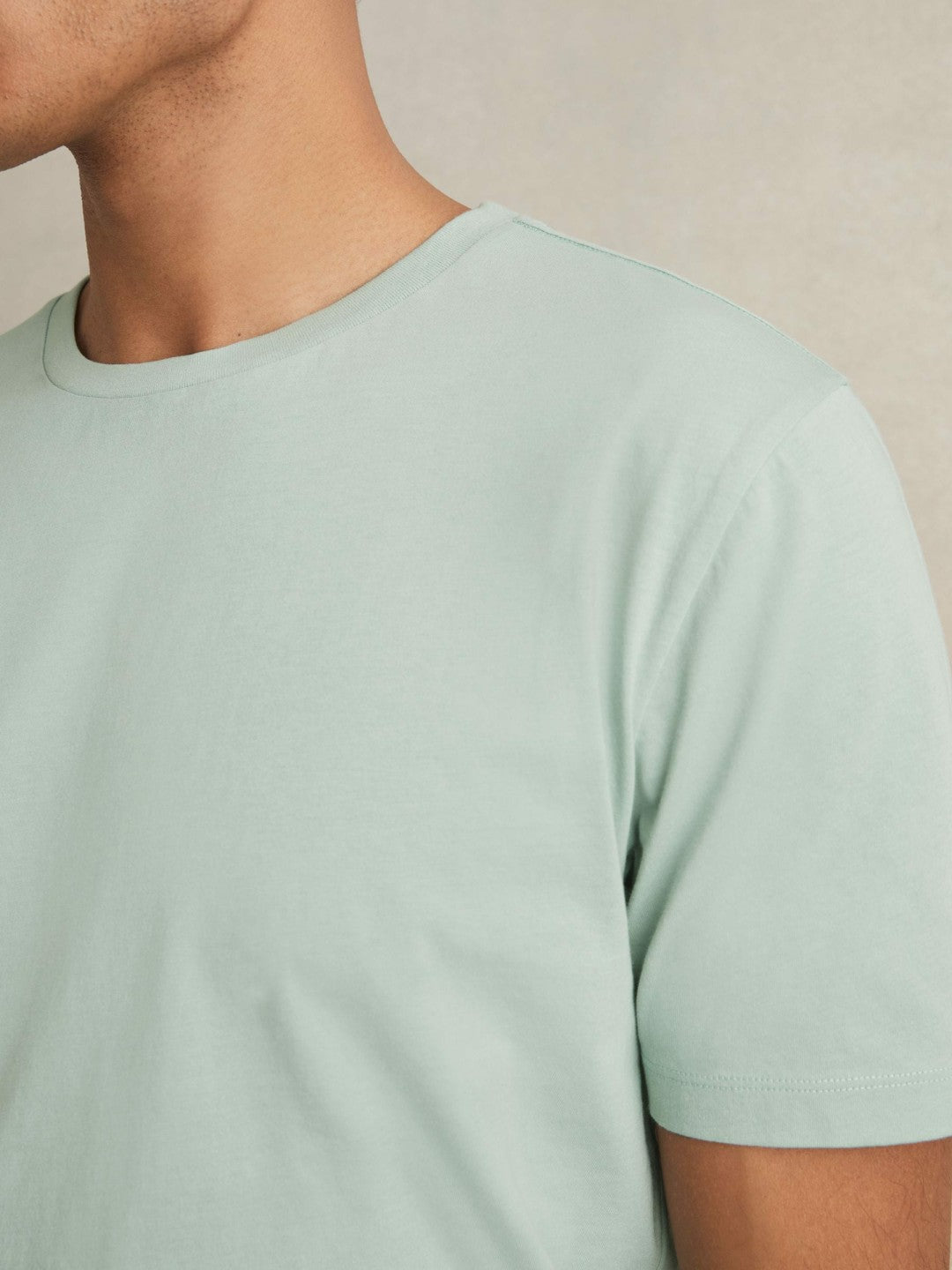 Reiss Cotton Crew Neck T-Shirt in Mint Green