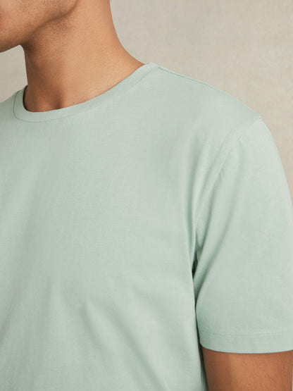 Reiss Cotton Crew Neck T-Shirt in Mint Green