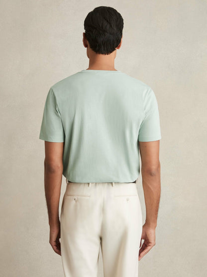 Reiss Cotton Crew Neck T-Shirt in Mint Green