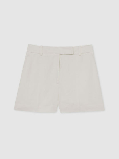 Reiss Linen-Blend Tailored Shorts in White