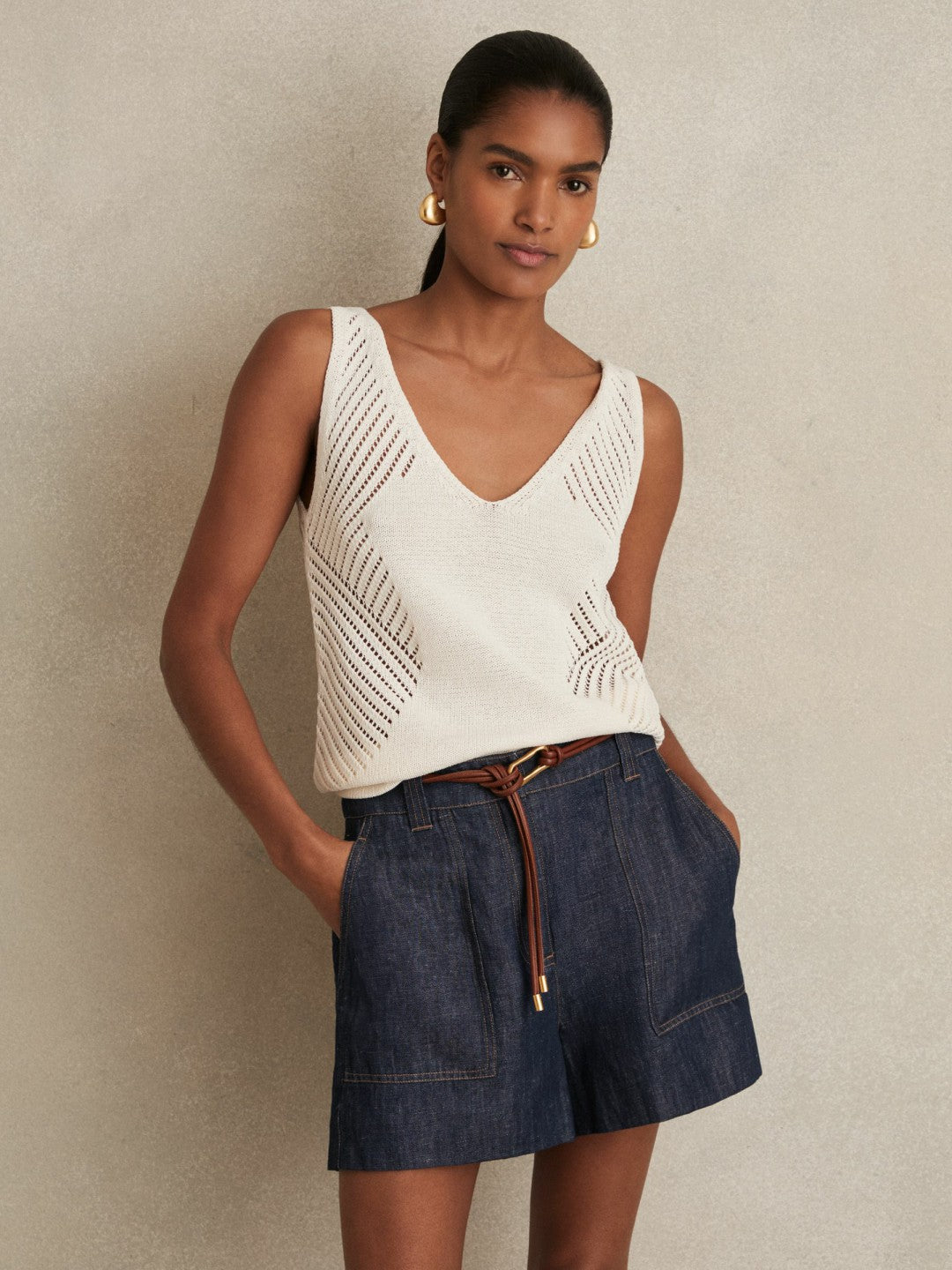 Reiss Linen Shorts in Indigo